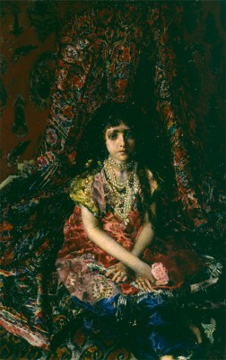 М.А. Врубель (1856-1910). Девочка на фоне персидского ковра.